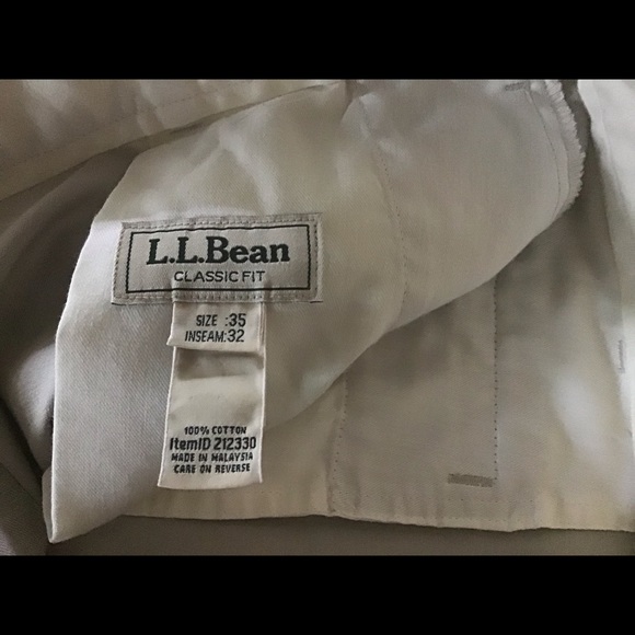 L.L. Bean Men Classic Fit khaki chino 35 x 32 - Picture 2 of 4